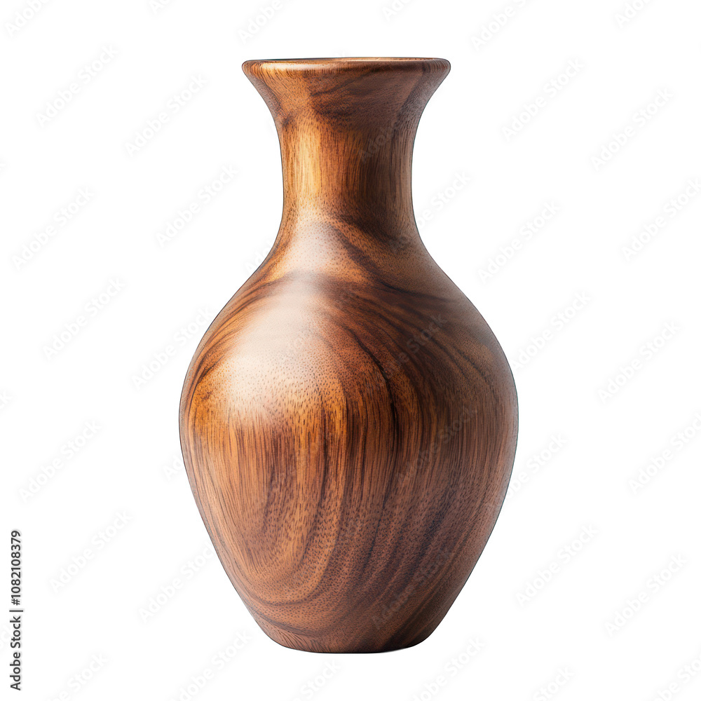 Wooden vase isolated on transparent background