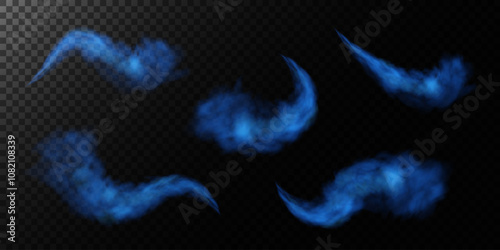 Transparent fog or smoke, PNG white smog cloud effect, isolated transparent special effect. Vector illustration, fog, vapour, magic haze.