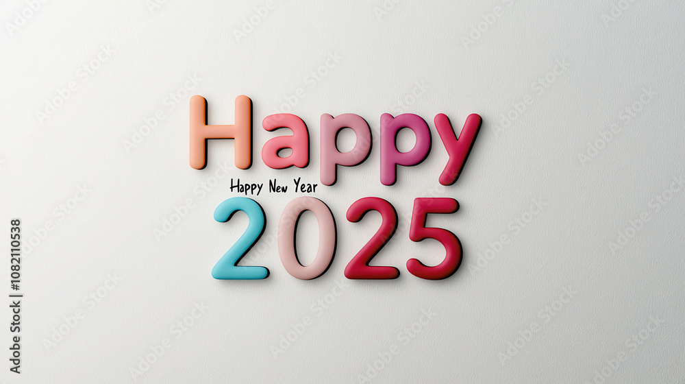 Minimalistic and Clean Happy New Year 2025 Text Design Featuring Vibrant Colors on a Simple Background for Festive Celebrations and Events Minimalistic and Clean Happy New Year 2025 Text Design Featuring Vibrant Colors on a Simple Background for Festive Celebrations and Events