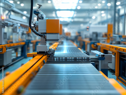 Wallpaper Mural Photo - Automated Industrial Production Line with Robotic Arm and Conveyor Belt Torontodigital.ca