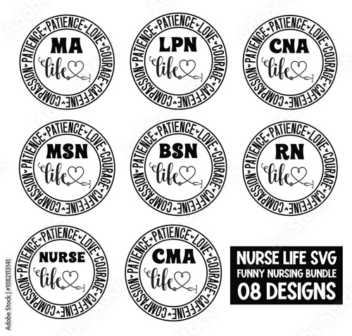 Nurse Life SVG Bundle, Funny Nursing Bundle, Nurse variations SVG, Art & Illustration