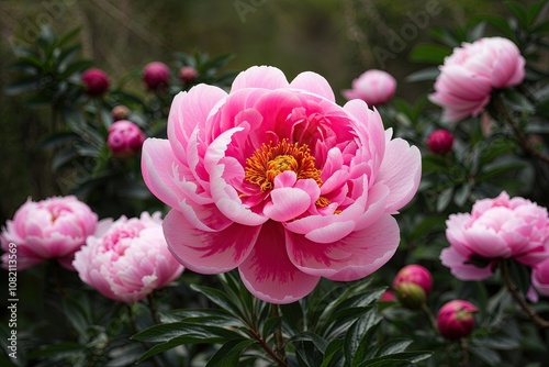 Beautiful Pink Peony Flowers Isolated on a Nature-Inspired Background