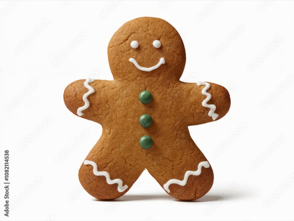 Gingerbread Man Christmas Cookie: A classic gingerbread man cookie with a cheerful grin, perfect for holiday baking and decorating. Gingerbread Man Christmas Cookie: A classic gingerbread man cookie with a cheerful grin, perfect for holiday baking and decorating.