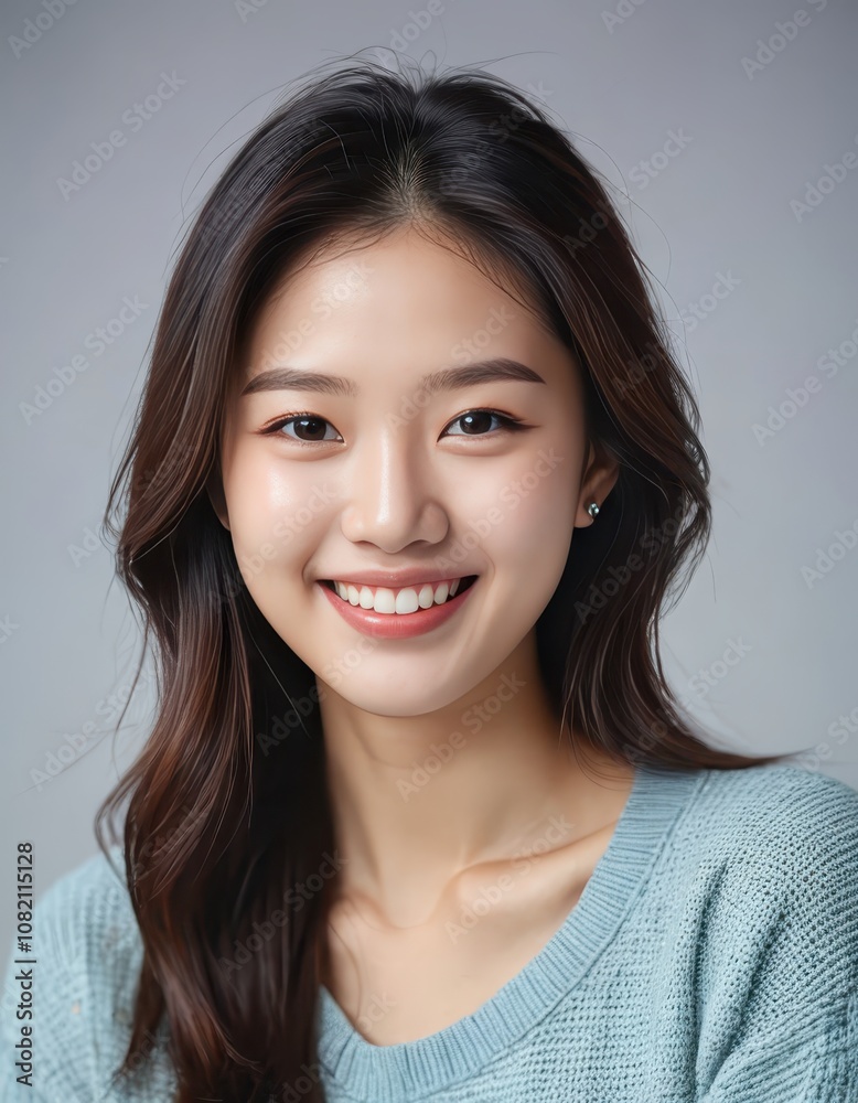 portrait of beautiful young Korean girls smiling and looking cheerful