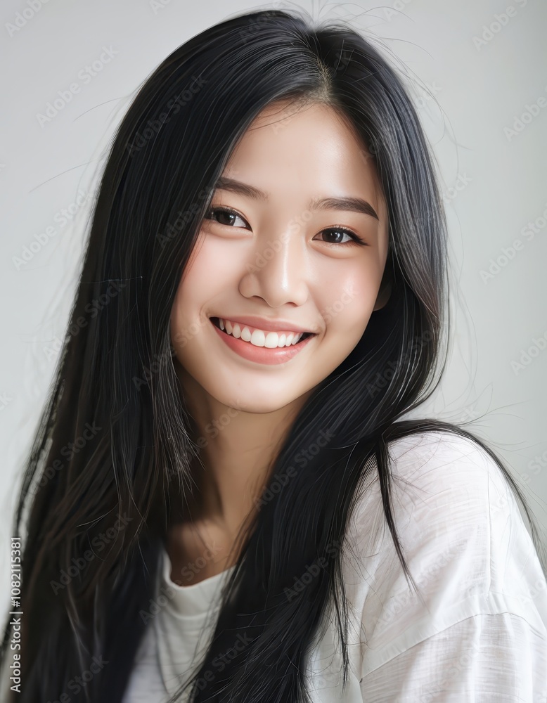 portrait of beautiful young Korean girls smiling and looking cheerful portrait of beautiful young Korean girls smiling and looking cheerful