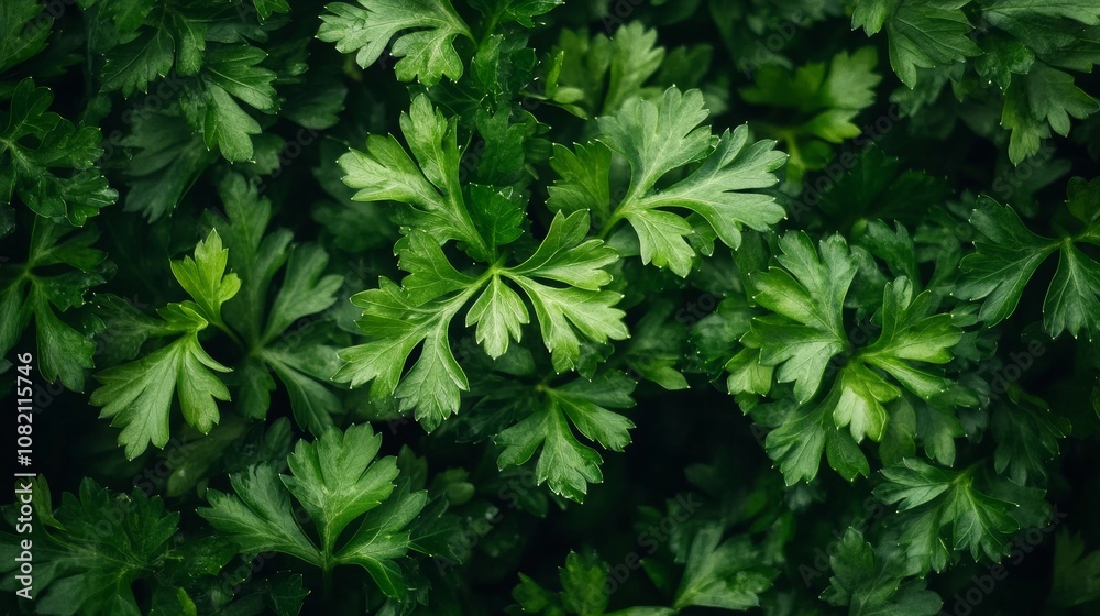 A bunch of fresh parsley, ready to be used in cooking. The vibrant green leaves and stems are perfect for adding flavor and freshness to dishes. A bunch of fresh parsley, ready to be used in cooking. The vibrant green leaves and stems are perfect for adding flavor and freshness to dishes.
