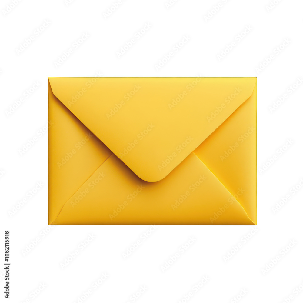 Yellow envelope mockup top view isolated on transparent background Yellow envelope mockup top view isolated on transparent background