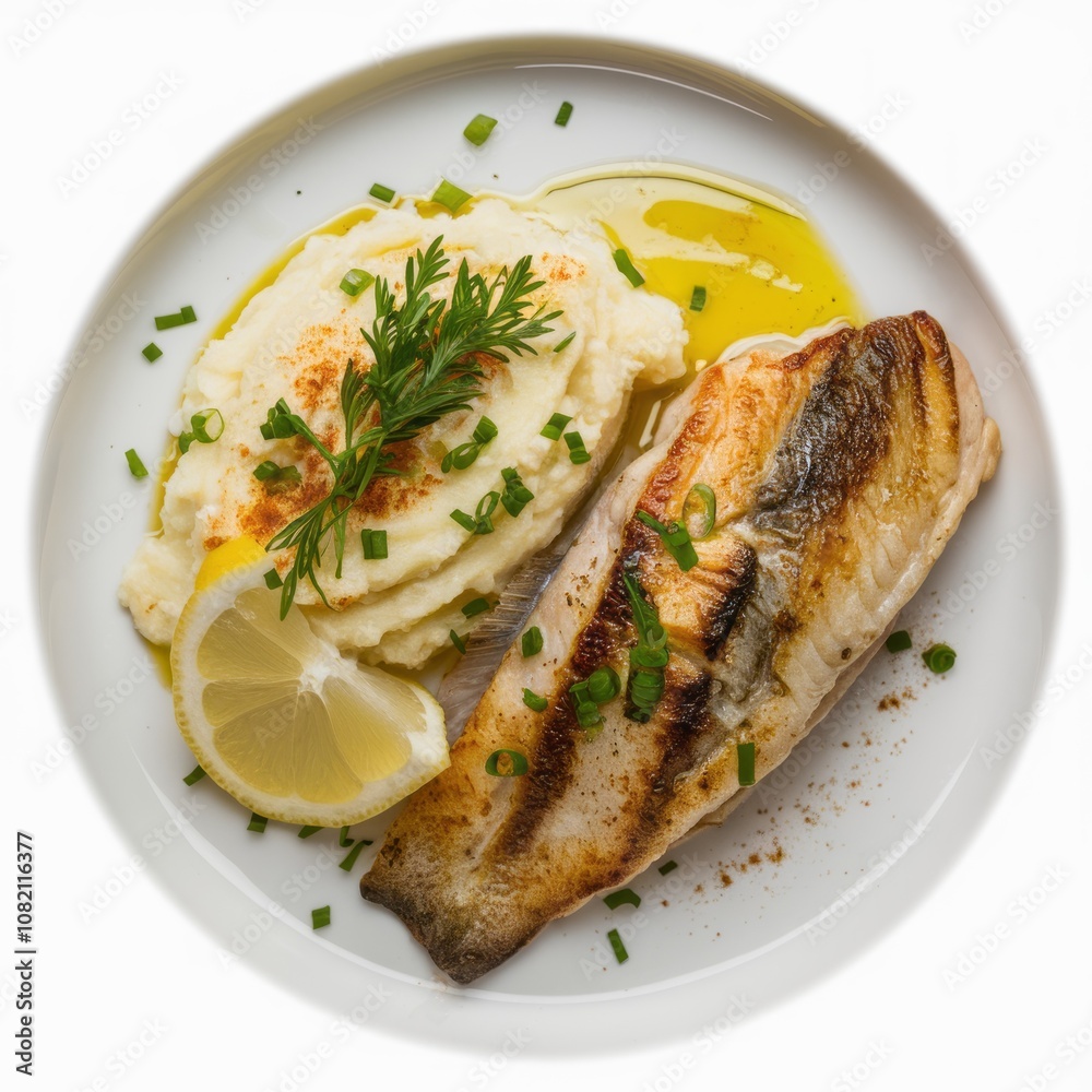 Grilled Sea Bass with Mashed Potatoes 
