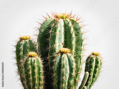 Close-up of Cereus cactus plant with multiple stems and spines photo