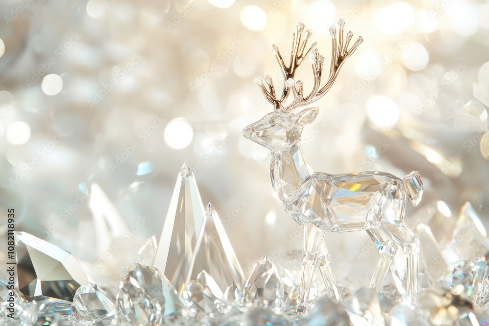 A detailed view of a crystal deer figurine, perfect for decorative or collectible purposes A detailed view of a crystal deer figurine, perfect for decorative or collectible purposes