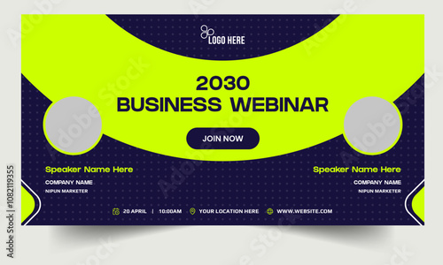 Digital business yearly conference digital webinar banner template design, online meeting banner design, talk show banner design, editable vector eps 10 file format