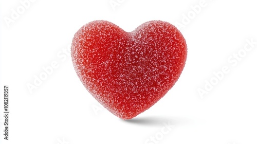 Vibrant Red Heart-Shaped Candy with Sugary Coating, Ideal for Celebrations, Gifts, and Sweet Treats, Perfect for Valentine's Day and Special Occasions