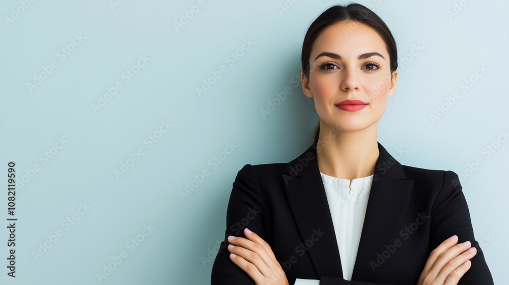 A professional studio portrait of a confident businesswoman. A professional studio portrait of a confident businesswoman.