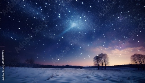 수많은 별이 빛나는 고요한 겨울밤의 하늘