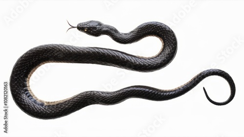 Black Snake: A mesmerizing black snake with a sleek, serpentine form, captured in a striking pose. The snake's intricate scales and piercing gaze create a sense of both beauty and danger.