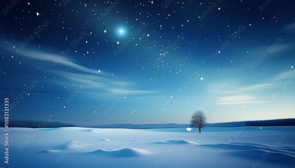 Naklejka premium 수많은 별이 빛나는 고요한 겨울밤의 하늘