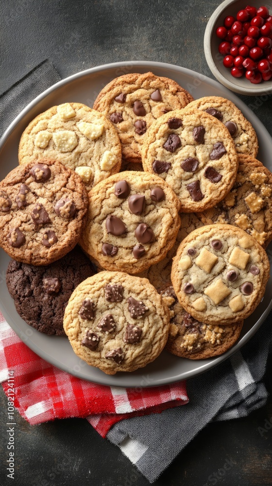 An inviting platter holds a variety of freshly baked cookies, showcasing different flavors and textures, perfect for National Cookie Day festivities An inviting platter holds a variety of freshly baked cookies, showcasing different flavors and textures, perfect for National Cookie Day festivities