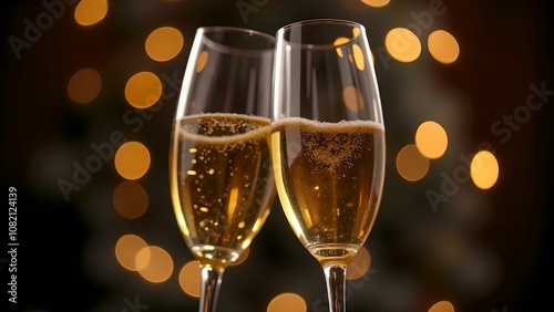 Close-up of champagne glasses