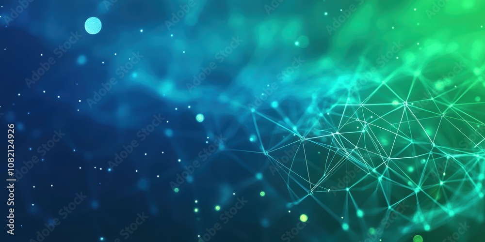 Digital background for tech processes, neural networks, blue and green colors Digital background for tech processes, neural networks, blue and green colors