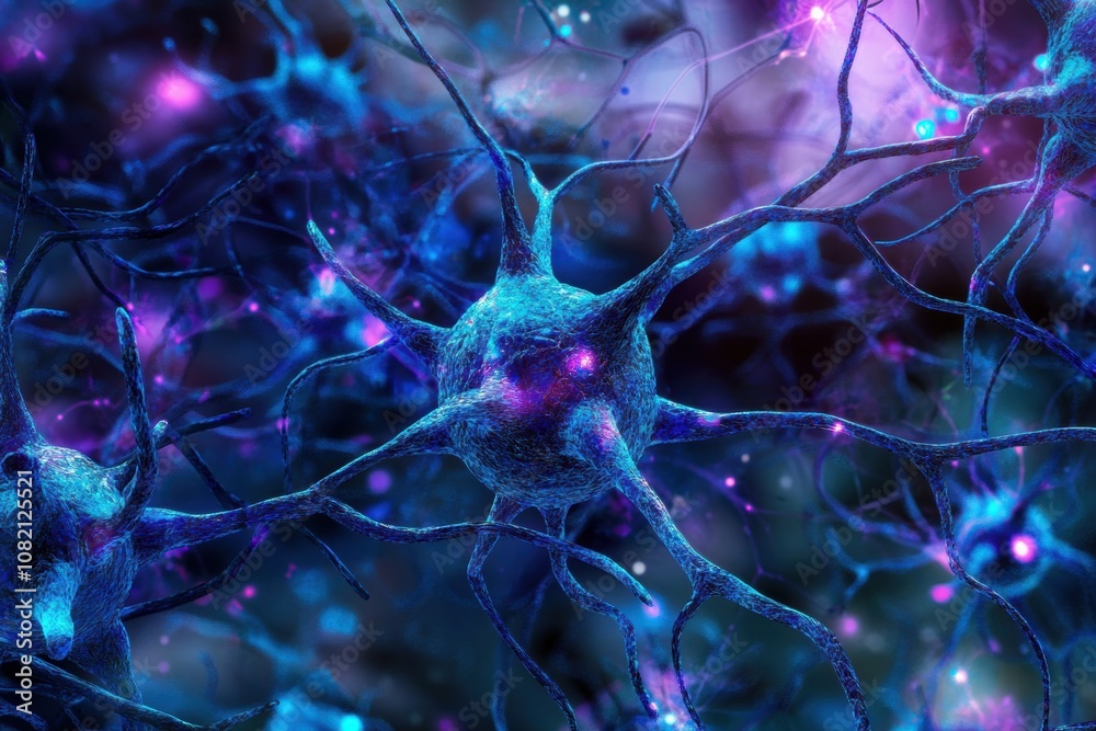 Digital background for tech processes, neural networks, blue and puple colors Digital background for tech processes, neural networks, blue and puple colors