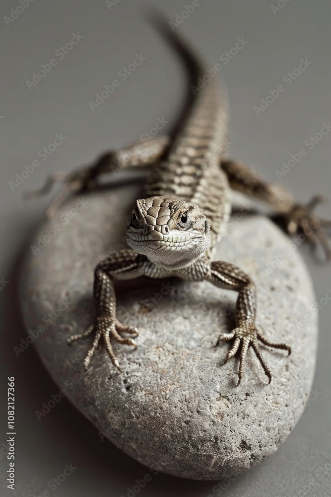A reptile sits atop a rocky outcropping, soaking up the sun A reptile sits atop a rocky outcropping, soaking up the sun