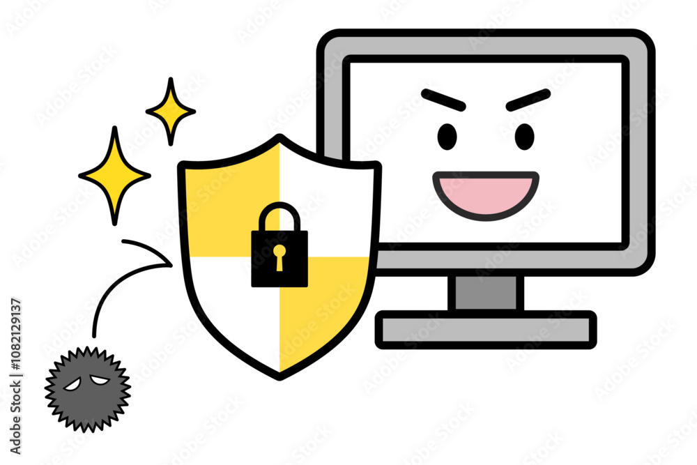 Fototapeta premium パソコンセキュリティソフトのイラスト