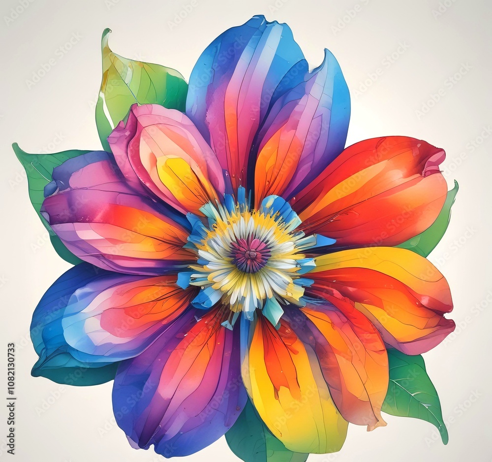 Obraz premium Illustration of multicoor flower on white background.