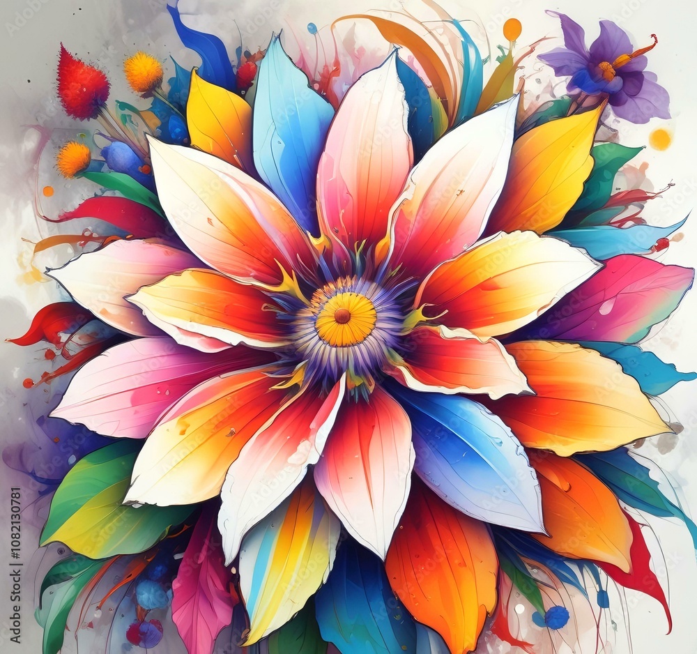 Illustration of multicoor flower on white background. Illustration of multicoor flower on white background.