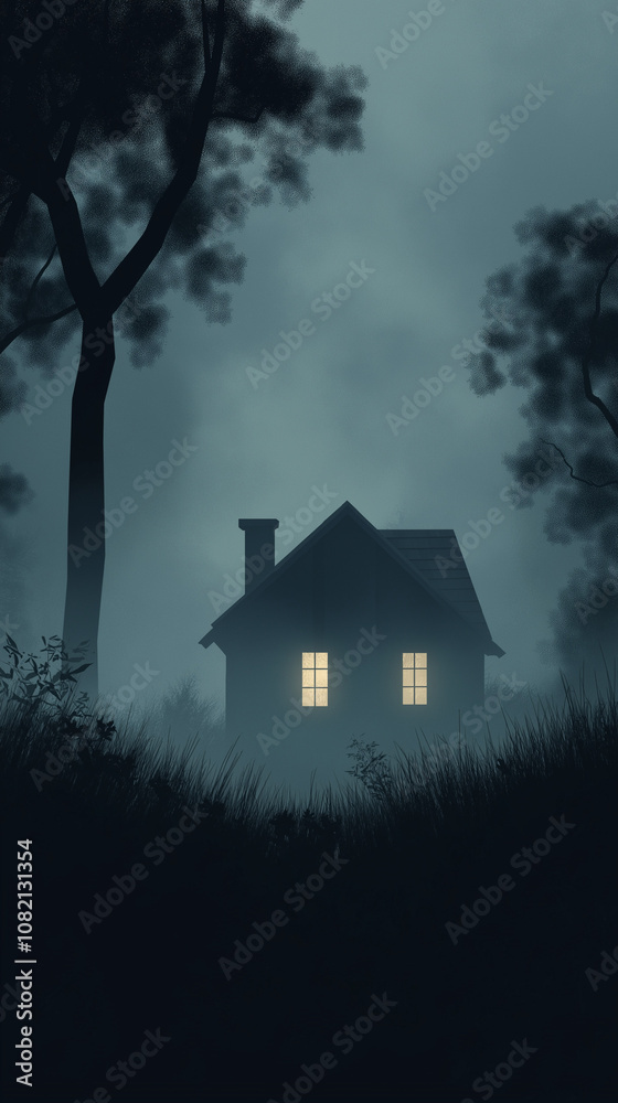 halloween background with house, halloween night background, Mysterious house in the forest, house in the fog, fairy tale illustration, house on a dark night halloween background with house, halloween night background, Mysterious house in the forest, house in the fog, fairy tale illustration, house on a dark night