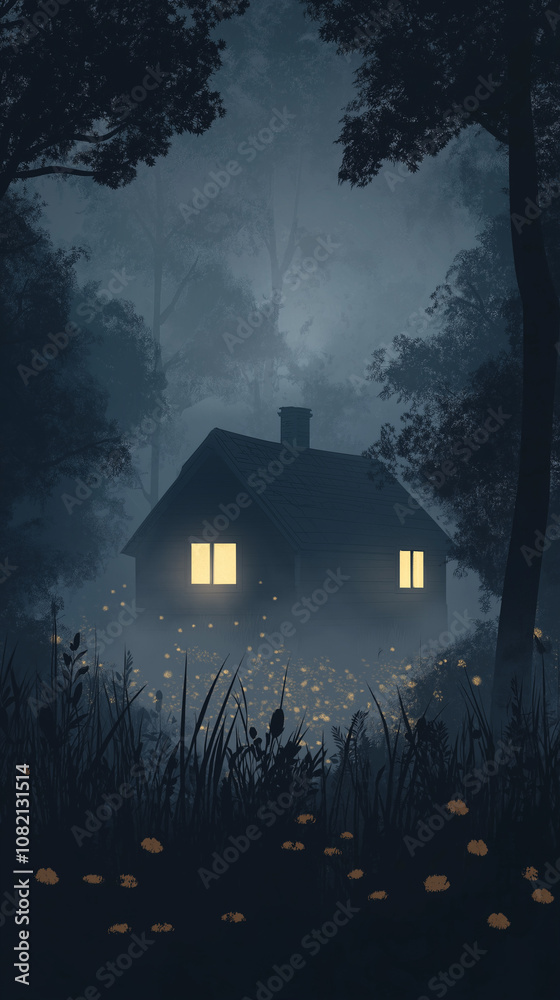 halloween background with house, halloween night background, Mysterious house in the forest, house in the fog, fairy tale illustration, house on a dark night halloween background with house, halloween night background, Mysterious house in the forest, house in the fog, fairy tale illustration, house on a dark night