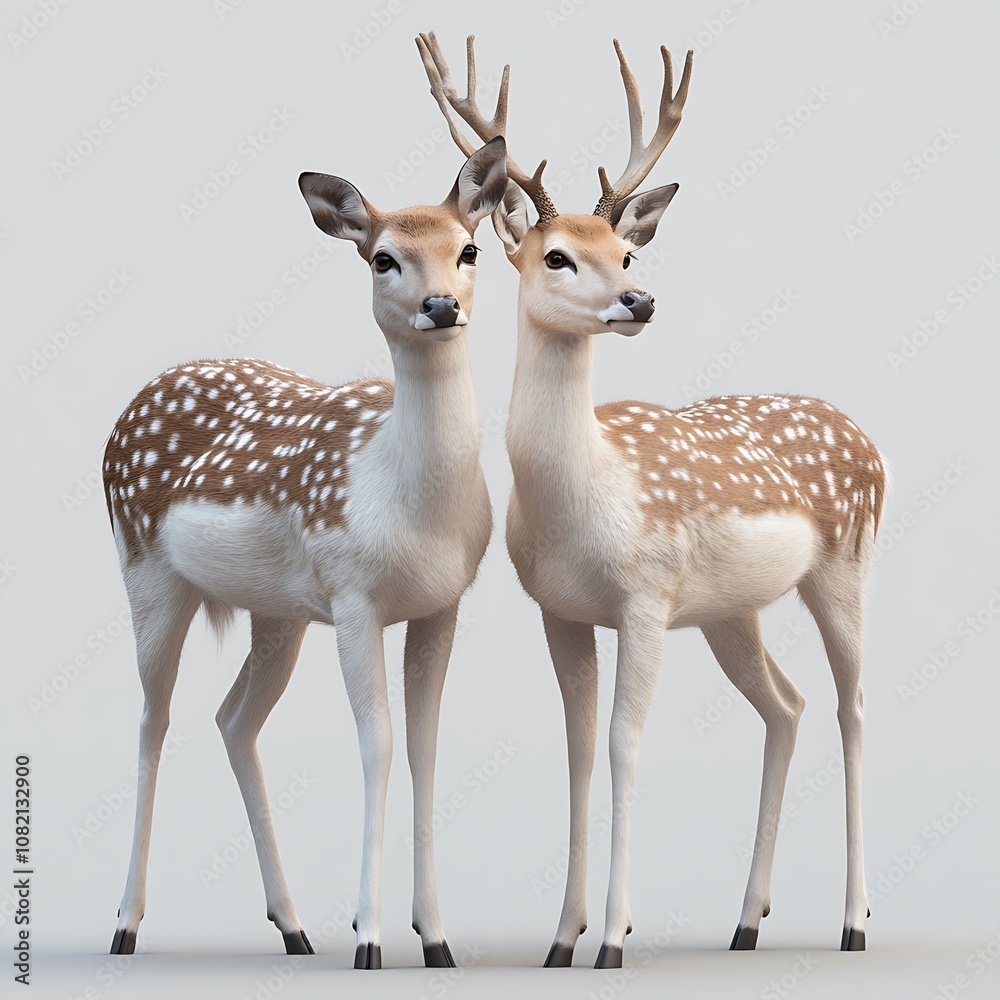 Graceful deer duo resting serene natural landscape photos