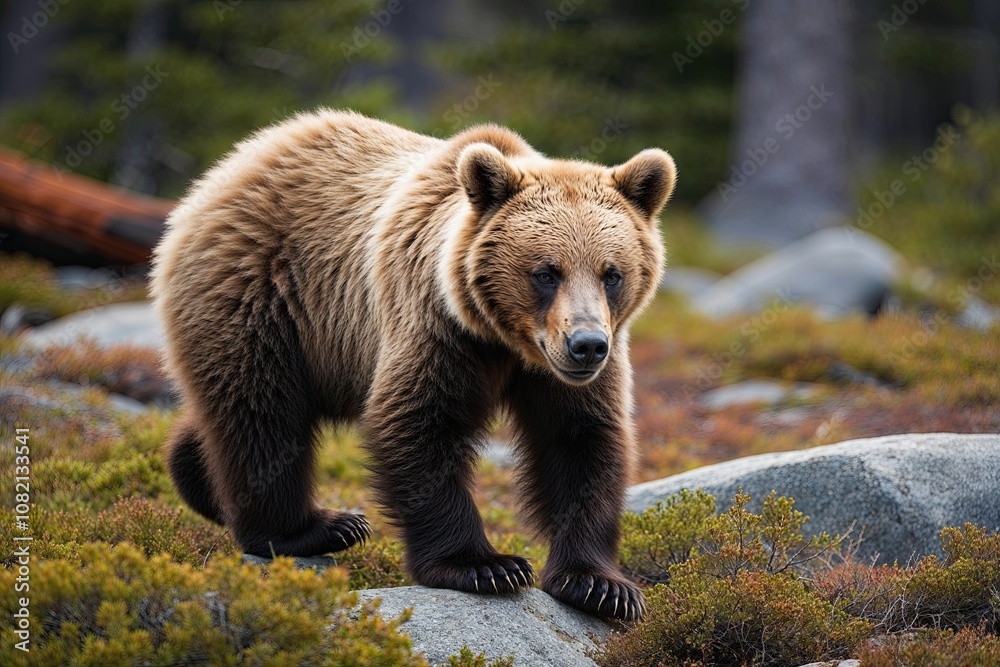 Playful Bear Cub Discovering Wilderness in North America Playful Bear Cub Discovering Wilderness in North America