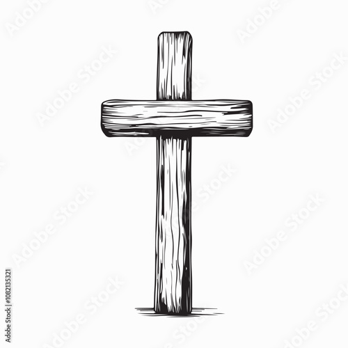 Wooden Cross Vector Image. Cross Wooden Stock Illustrations isolated on white background.