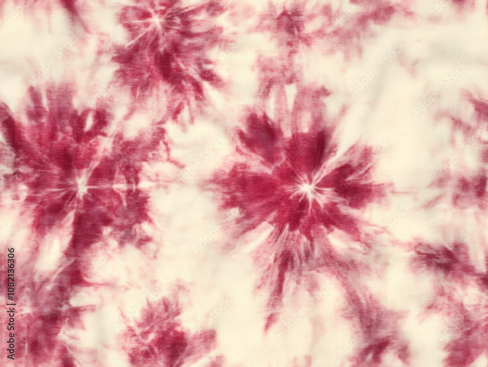 Fototapeta premium Abstract red and white tie-dye textile pattern showcasing intricate swirls and organic shapes for creative projects, backgrounds, and artistic expressions