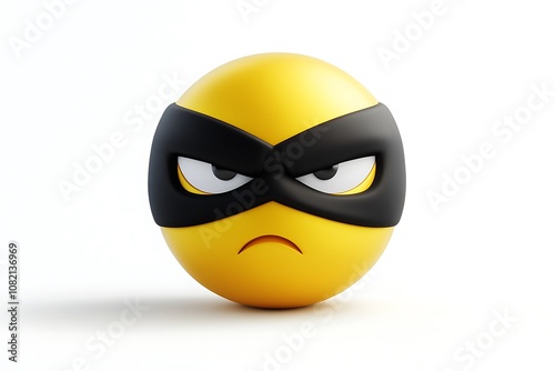 3D Style Emoji with Ninja Face, Serious and Focused isolated on transparent. PNG. photo