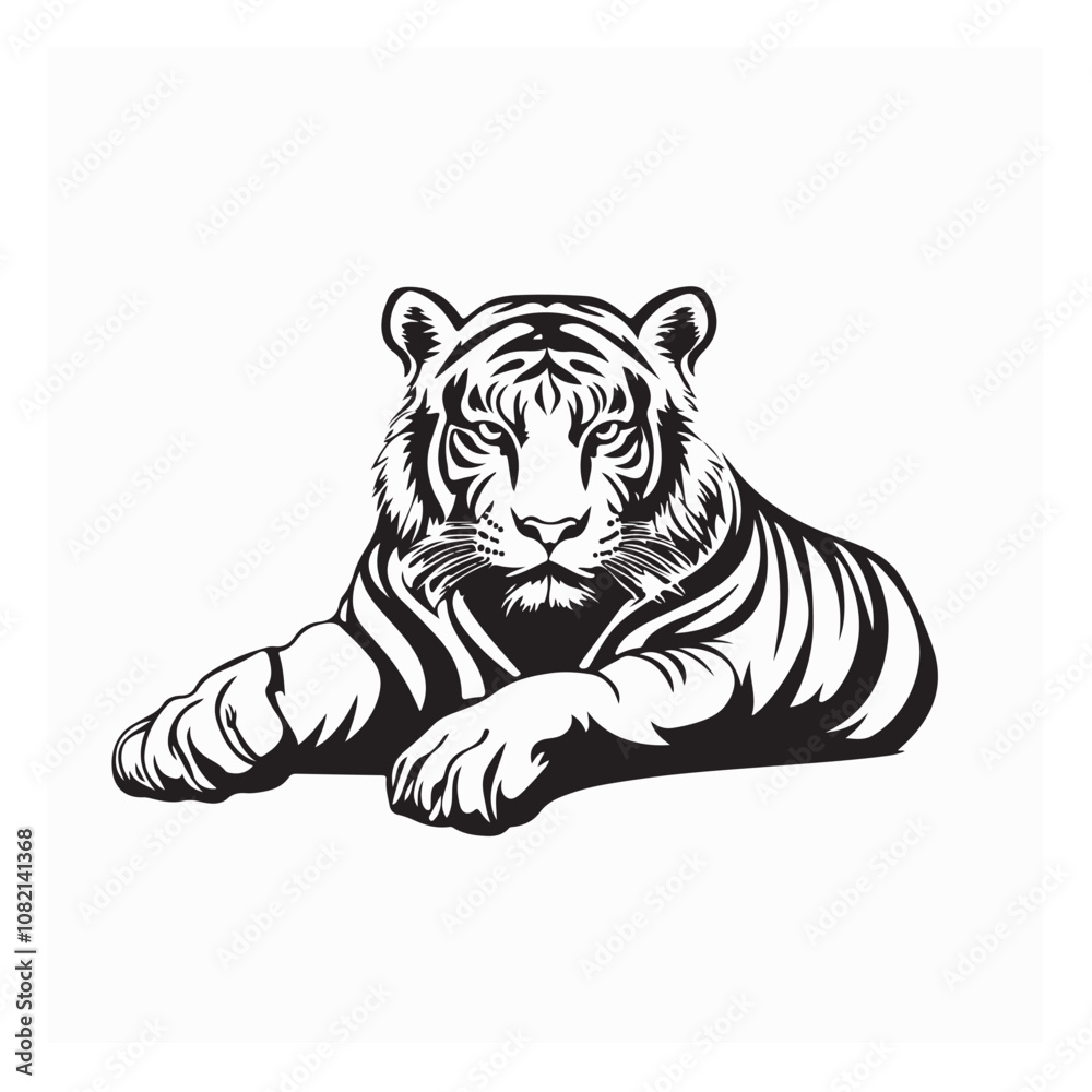 Fototapeta premium Tiger Laying Down image vector isolated on white background.
