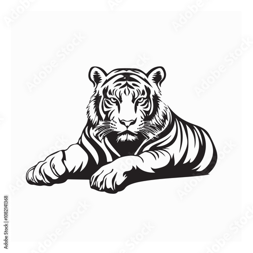 Tiger Laying Down image vector isolated on white background.