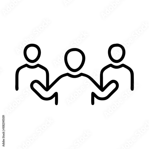 Support group icon featuring three individuals engaged in conversation