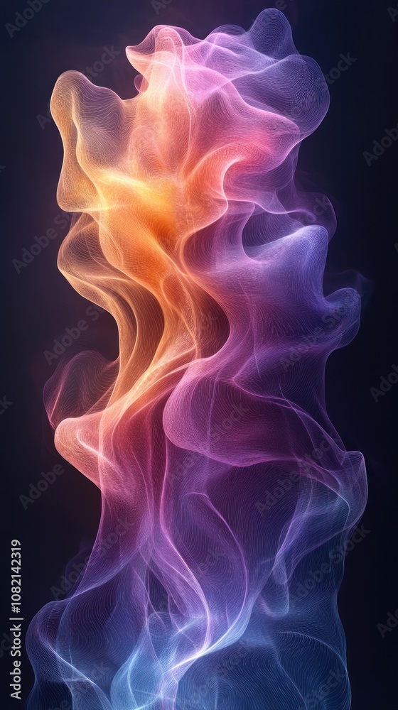 Abstract colorful smoke swirling in a dark background. Abstract colorful smoke swirling in a dark background.