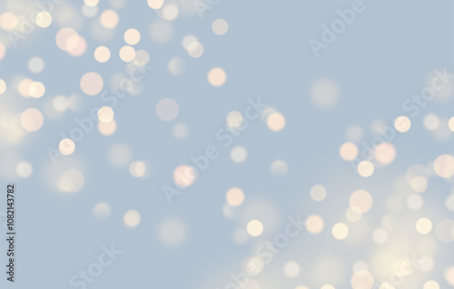 Christmas New Year's Eve Birthday glowing bokeh confetti light and sparkling glitter texture overlay design. Festive transparent background for birtday. Holiday gold powder dust. Vector illustration.