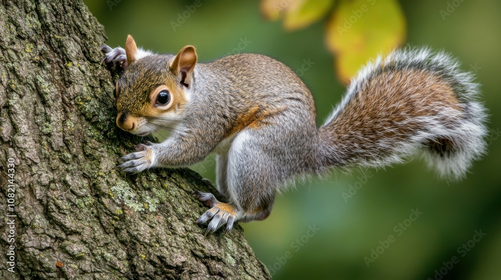 Squirrel climbing a tree branch, close-up, natural background, daytime, curious expression, wildlife photography, forest setting, small details, playful moment. Squirrel climbing a tree branch, close-up, natural background, daytime, curious expression, wildlife photography, forest setting, small details, playful moment.