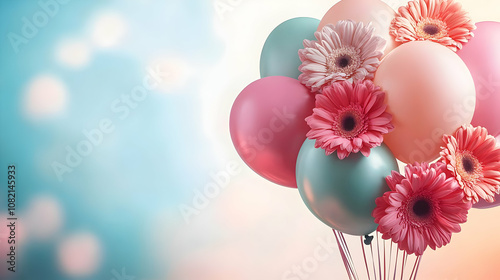balloon and spring flowers