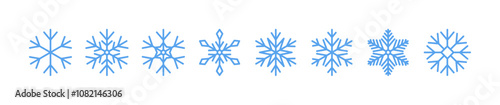 A set of snowflake icons. Editable stroke