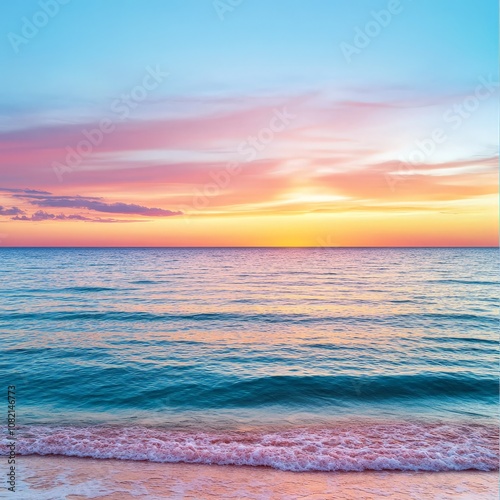 Pastel Sunset Over Calm Ocean Waves