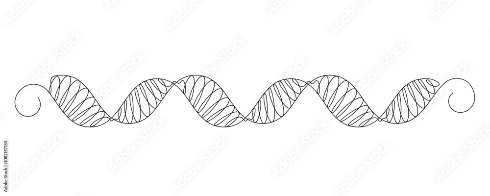 Dna molecule, genetic code, nucleotide sequence drawn continuous line in minimalist abstract style, editable vector contour. Dna molecule, genetic code, nucleotide sequence drawn continuous line in minimalist abstract style, editable vector contour.