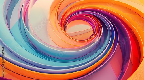 digital technology blue orange 3d spiral line poster background 