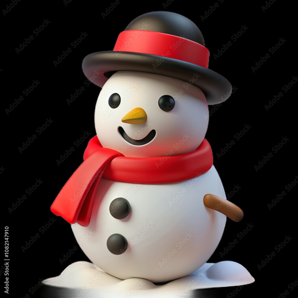 snowman isolated on white background with christmas tree lettering in ribbon and bundle of merry christmas flat style icons