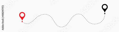 Route location icon two pin sign and dotted line. two points with dotted path and location pin. Route location icon two pin sign and dotted line. vector illustration. eps 10