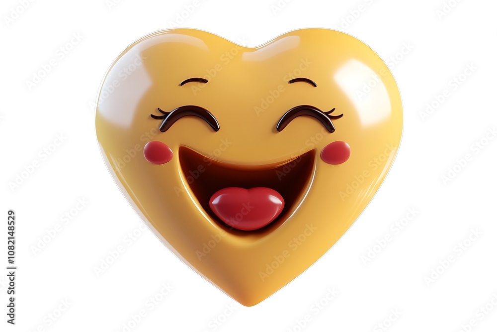 3D Style Emoji with Heart Face and Heart-Shaped Eyes isolated on transparent. PNG. 3D Style Emoji with Heart Face and Heart-Shaped Eyes isolated on transparent. PNG.