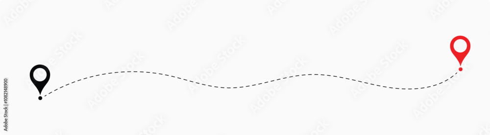Route location icon two pin sign and dotted line. two points with dotted path and location pin. Route location icon two pin sign and dotted line. vector illustration. eps 10 Route location icon two pin sign and dotted line. two points with dotted path and location pin. Route location icon two pin sign and dotted line. vector illustration. eps 10
